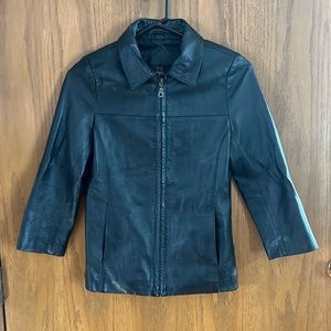 Emergency Exit black leather jacket